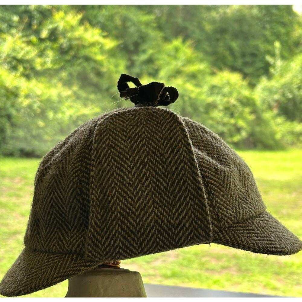 Vintage MI IMP London Kids Tweed Deerstalker Hat | Brown Tan Wool Blend